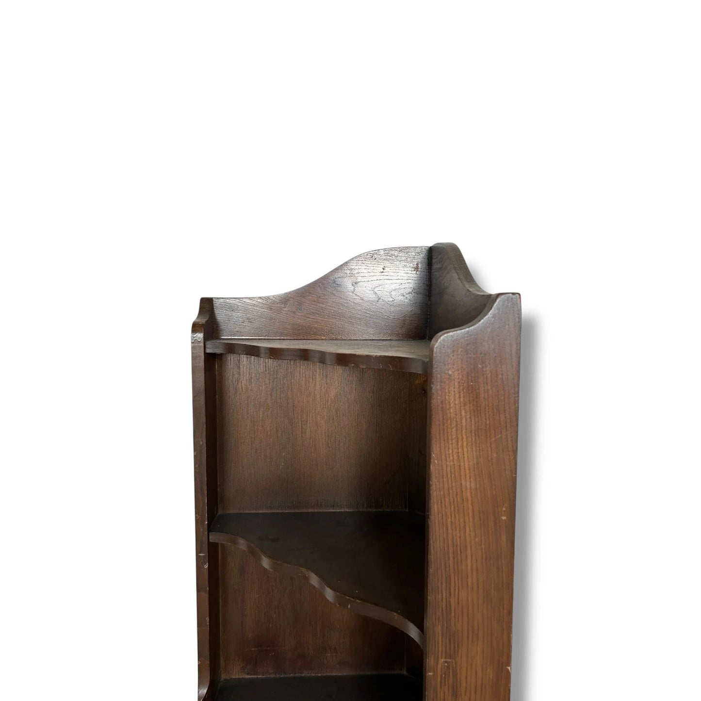 Antique Dark Oak Wood Corner Cabinet Shelving Unit