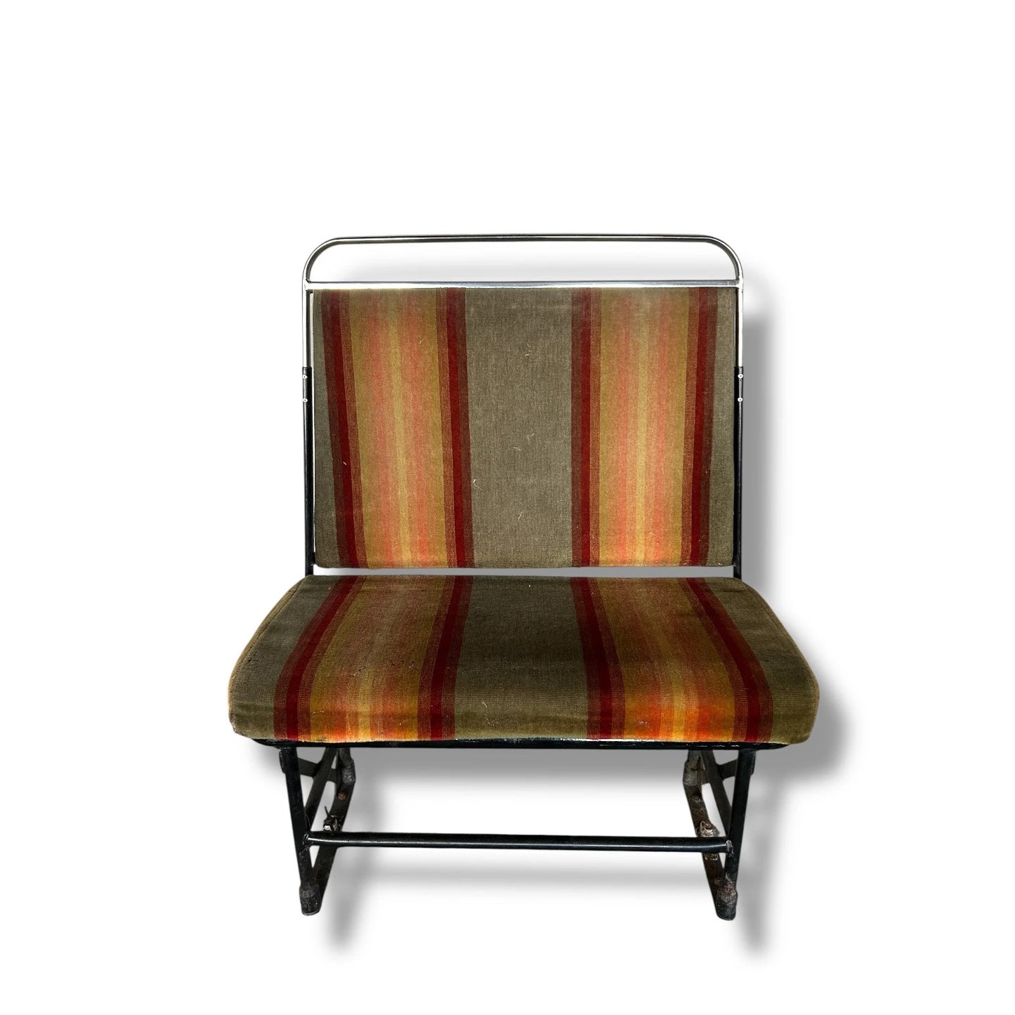 Vintage Bus Seat – Industrial Retro Two-Seater Bench with Striped Upholstery