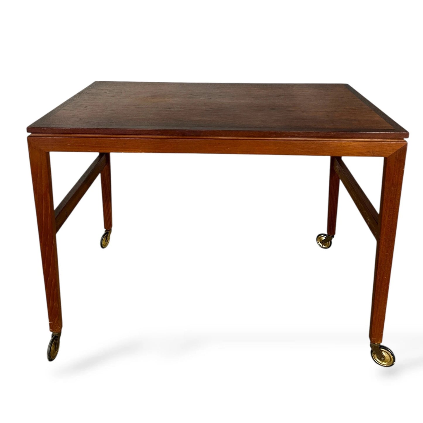 Vintage Danish Teak Drinks Trolley on Brass Castors – Mid Century Bar Cart