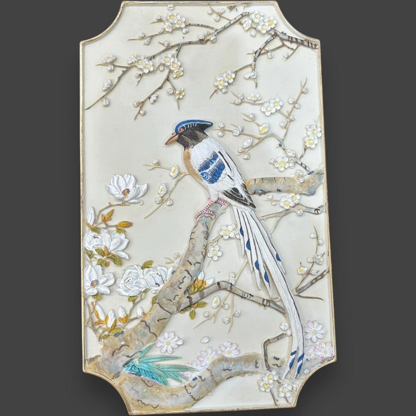Vintage 1980s Floral Birds Wall Plaques