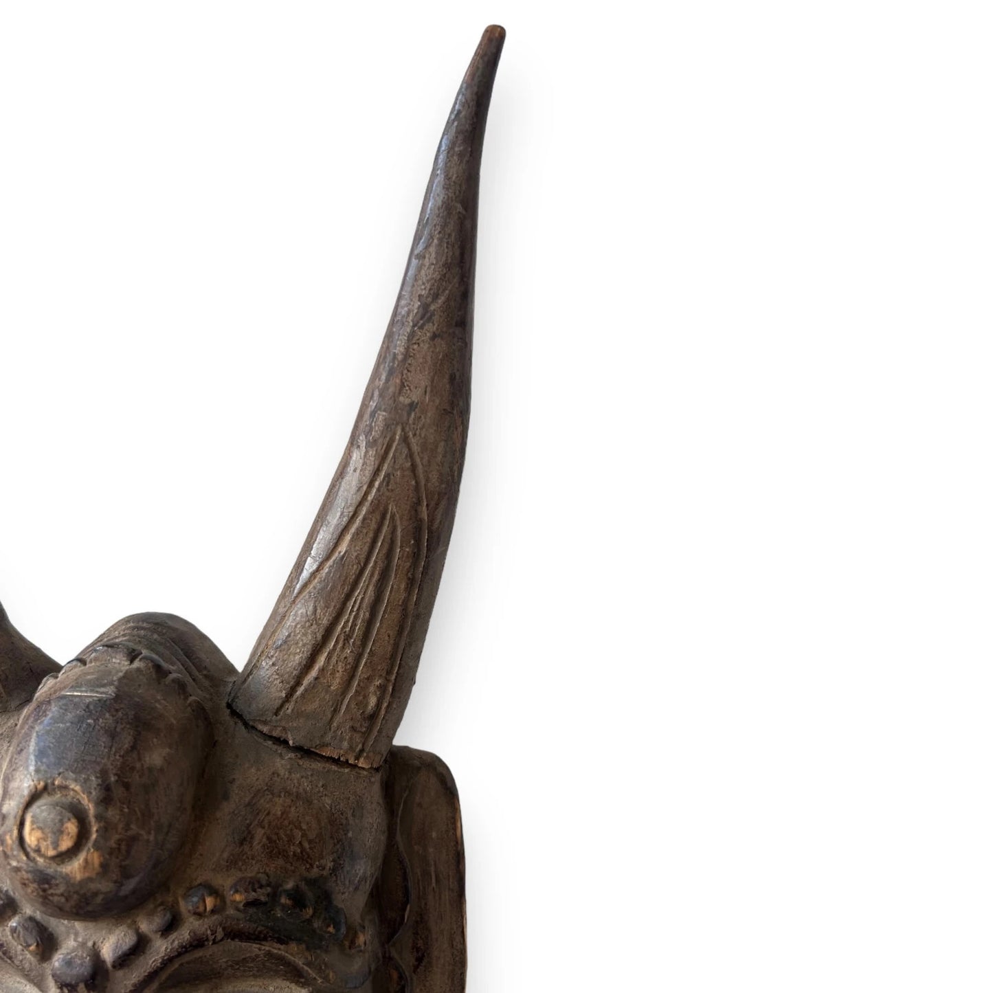 Vintage 1960s carved wood demon wall mask