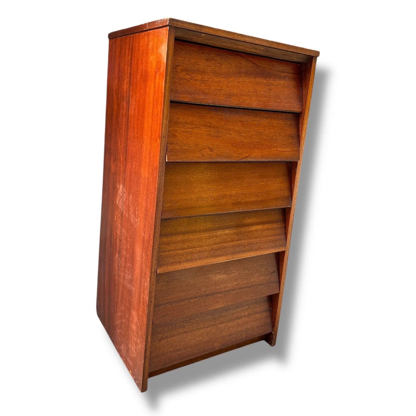Mid Century Teak Tallboy Chest of Drawers – Slatted Front