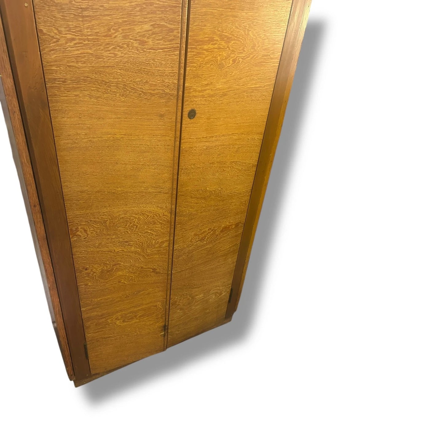 Mid Century Oak & Walnut Storage Cabinet – Vintage Cupboard with Shelves | Compact Side Unit