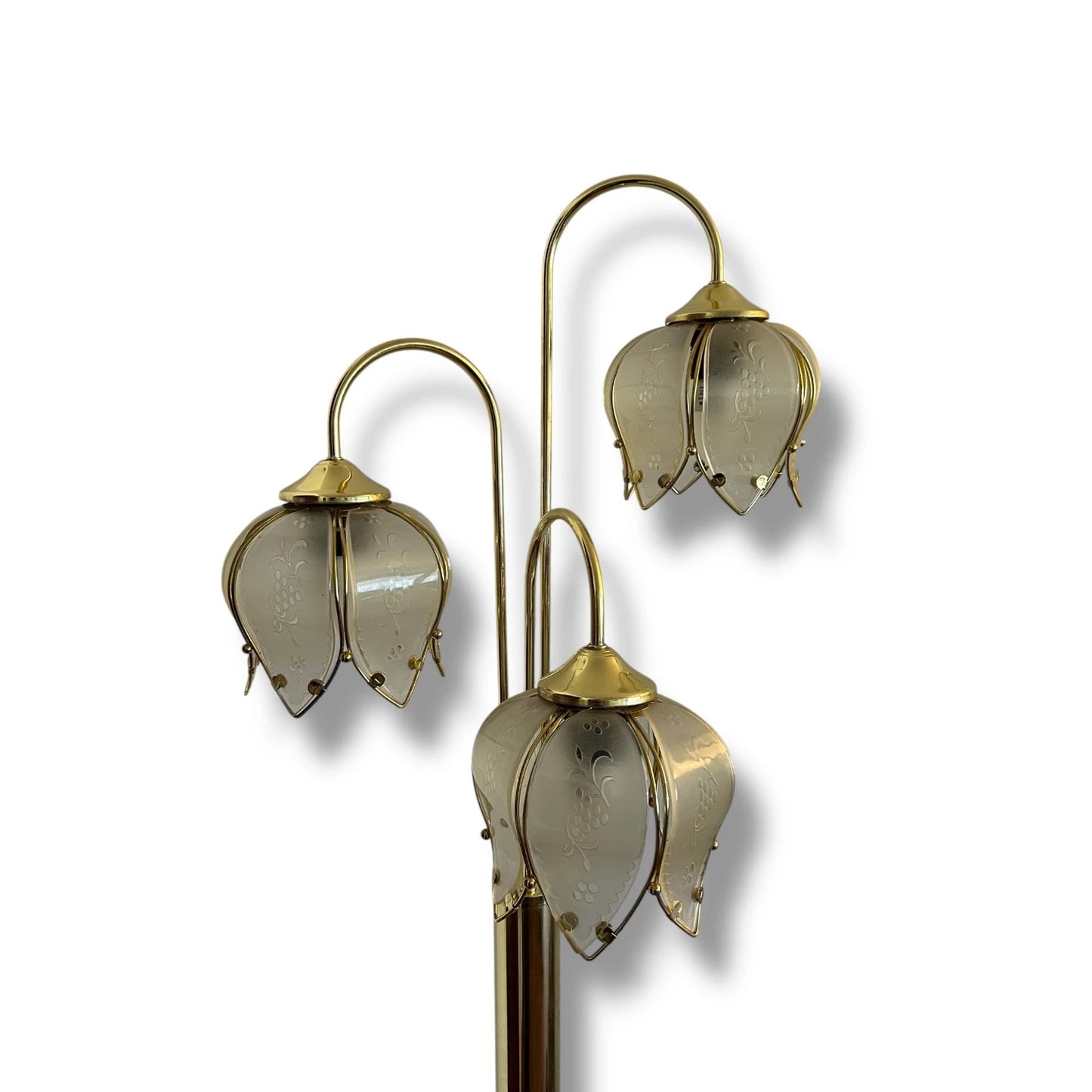 Vintage Hollywood Regency Brass Lotus Flower Floor Lamp