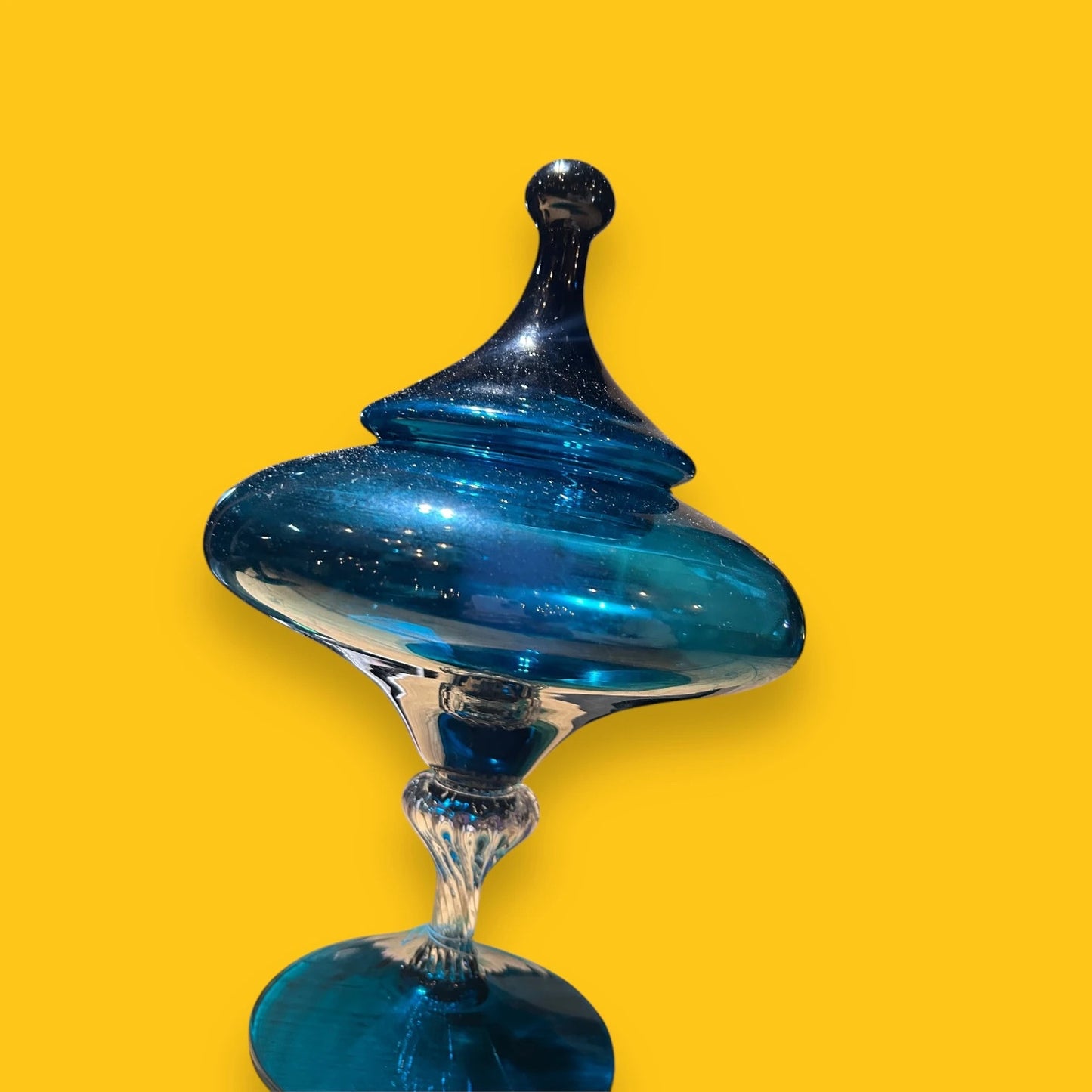 Mid century Italian empoli blue glass jar