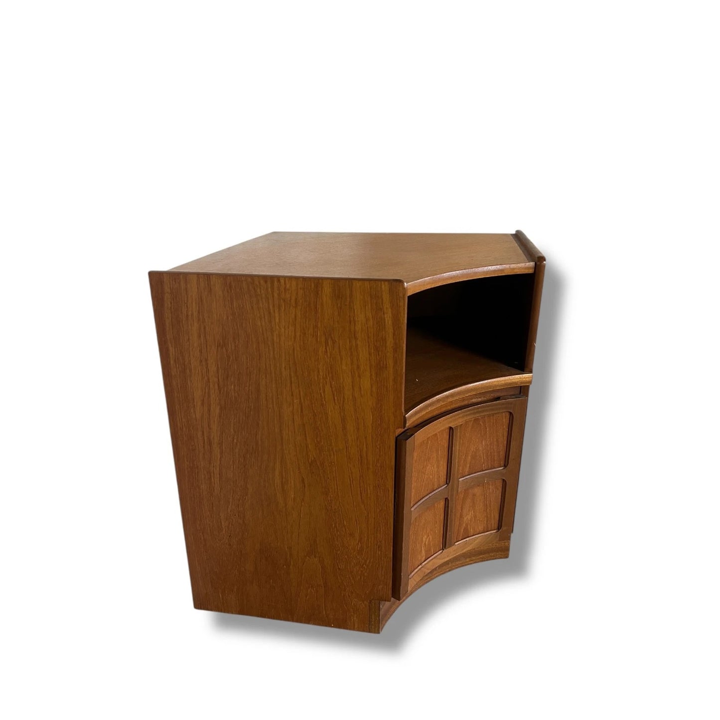 Mid Century Modern Nathan Squares Panelling Teak Corner Cabinet