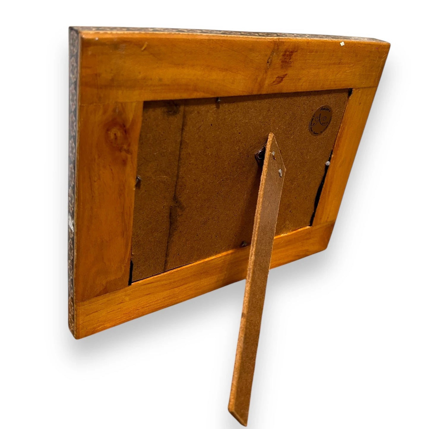 Vintage 1960s Persian Khatam Mosaic Watercolour Framed Painting