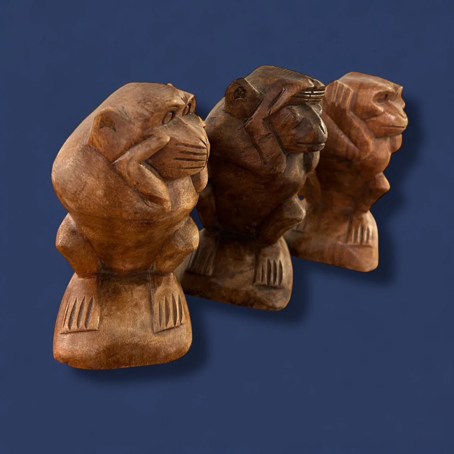 Mid Century three wise monkeys statues