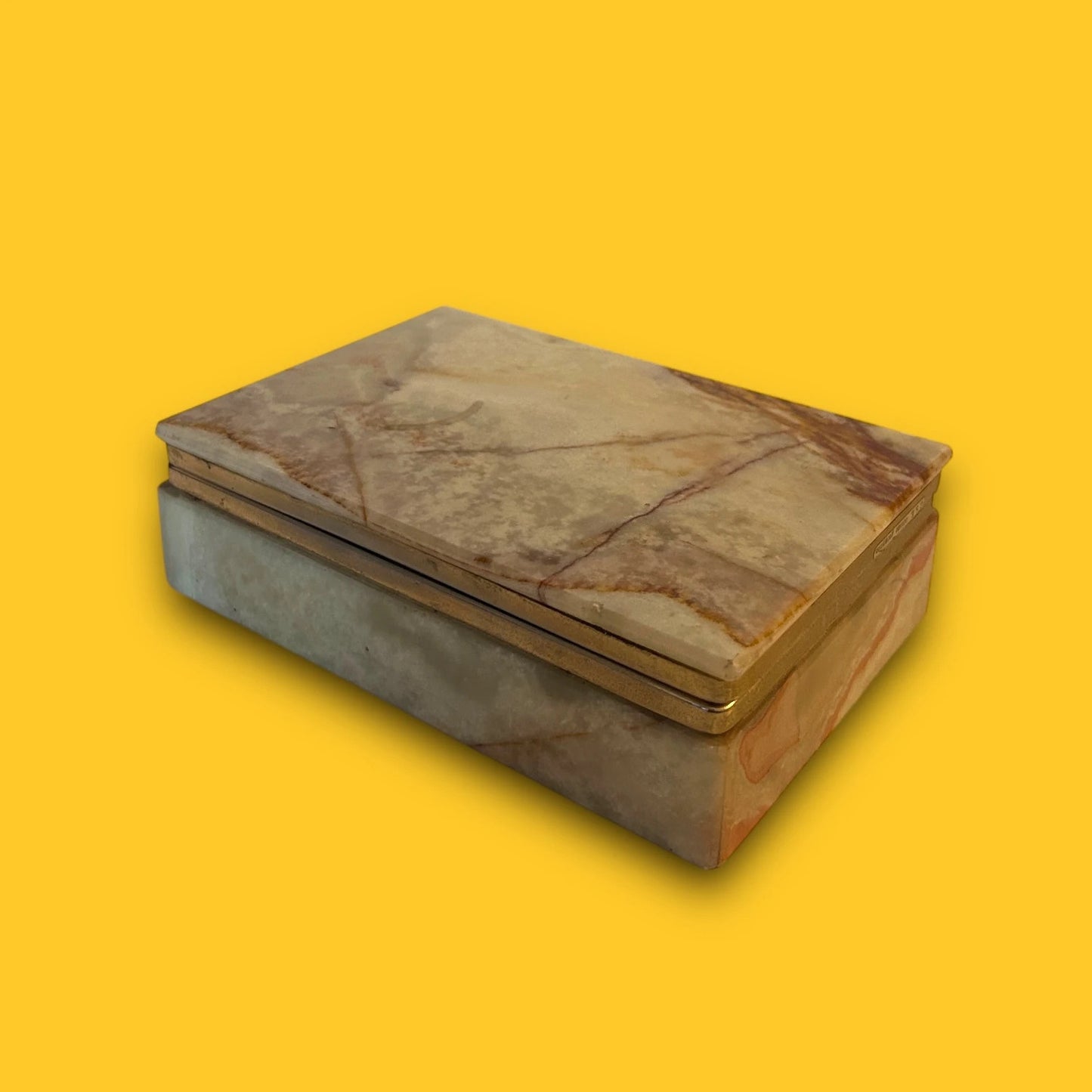 Vintage 1960s Onyx Marble Trinket Jewellery Box