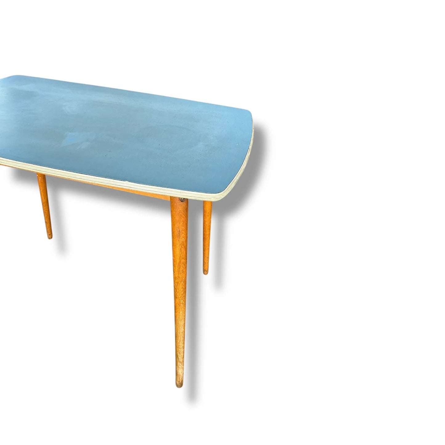 Mid Century Blue Formica Kitchen Table | Compact Retro Dining Table 1960s