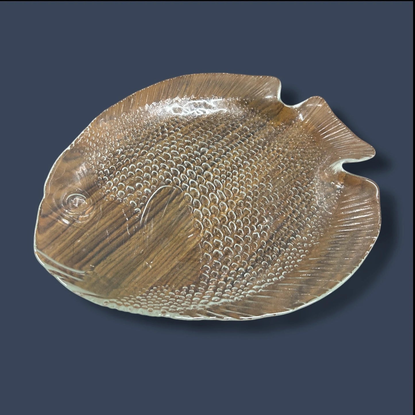 Mid Century Glass Fish Serving Plate