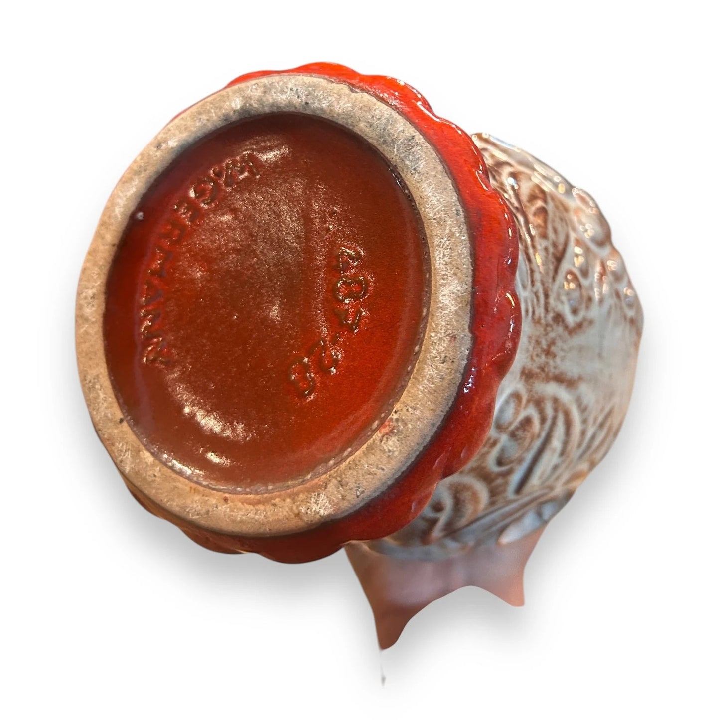 Mid century red west German lava vase