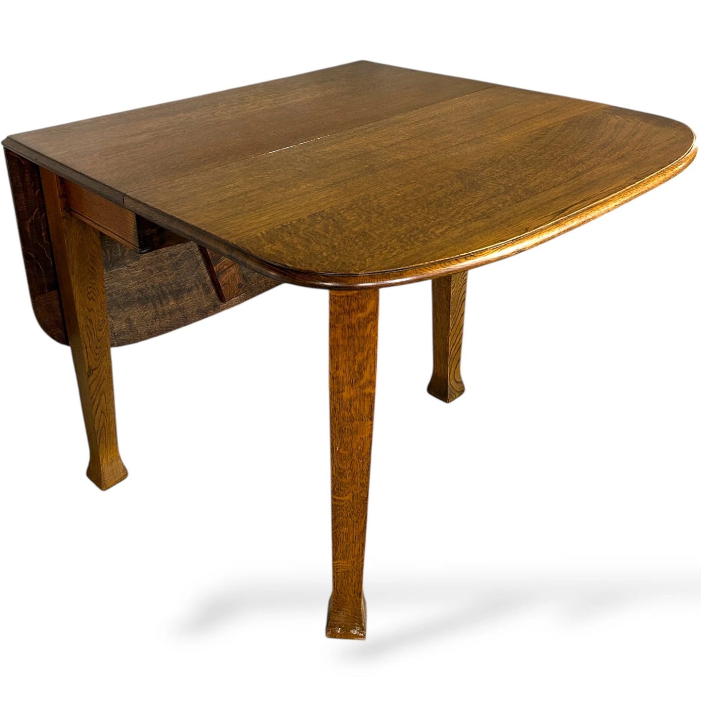 1920s Solid Oak “Gateless” Drop-Leaf Dining Table