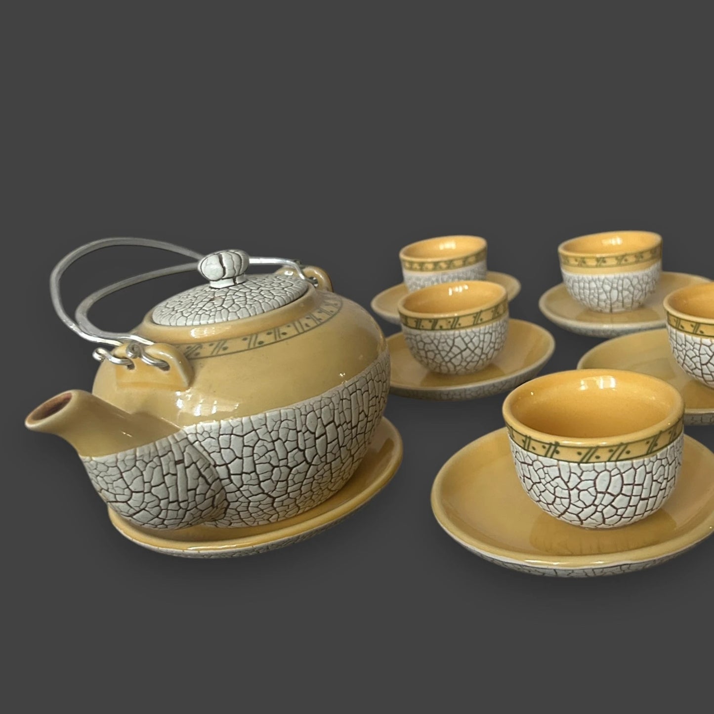 Vintage 1970s Vietnamese Eggshell Teapot Set