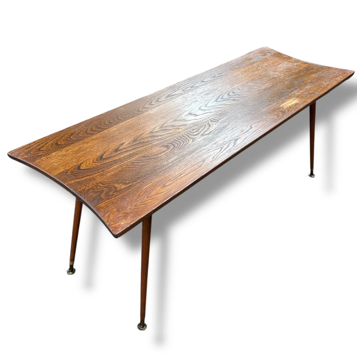 Mid Century Modern Danish Surfboard Teak Coffee Table