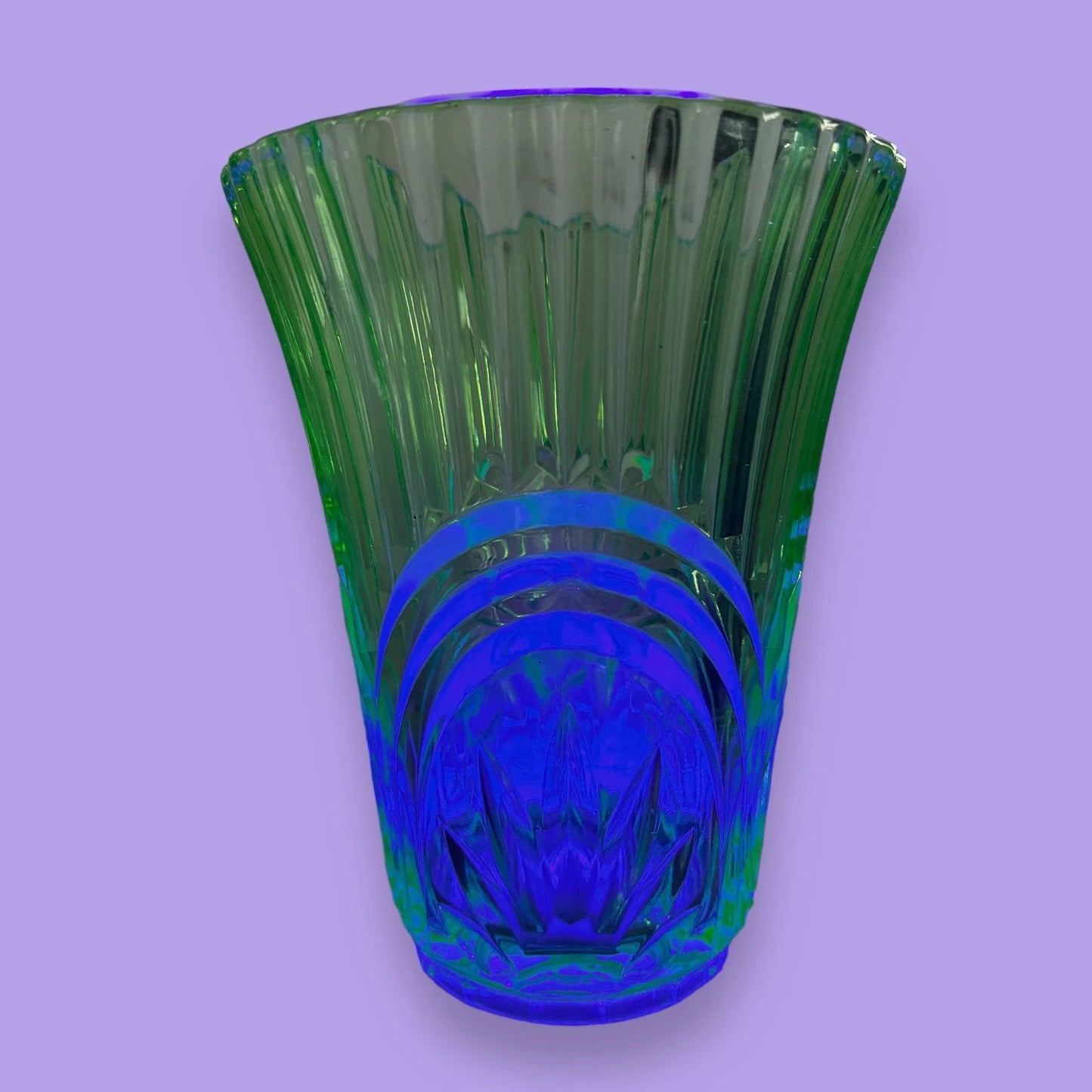 1930s Art Deco Uranium Glass Green Vase