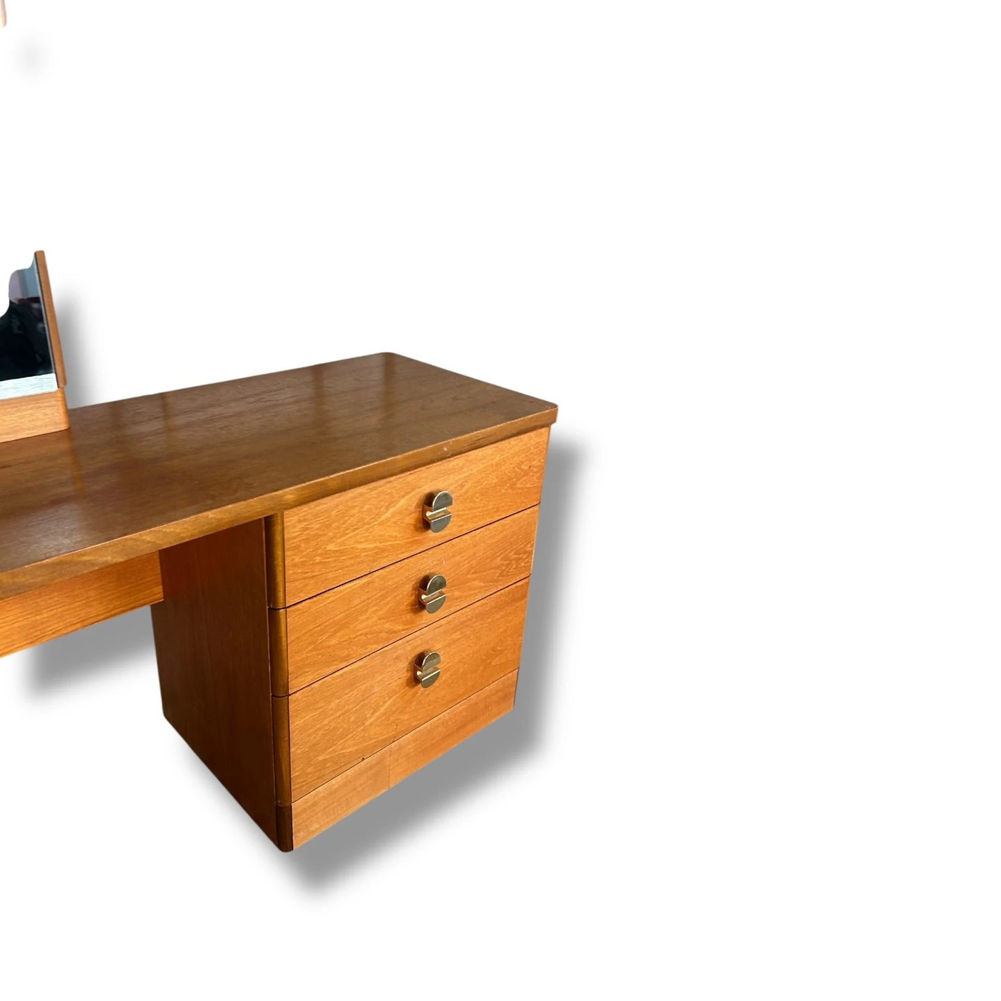 Vintage Stag Dressing Table with Mirror | Mid Century Modern Desk with Drawers