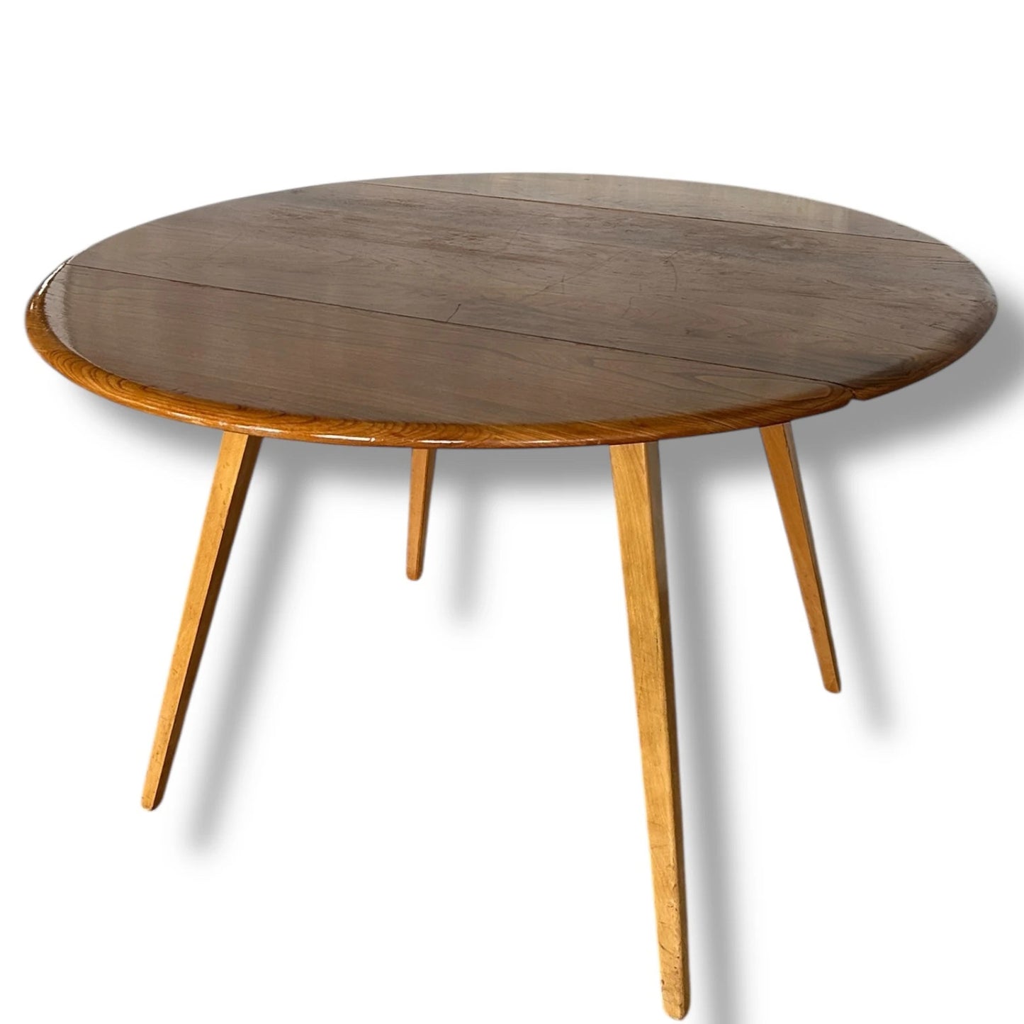 Mid Century Modern Ercol Elm Drop Leaf Extending Dining Table