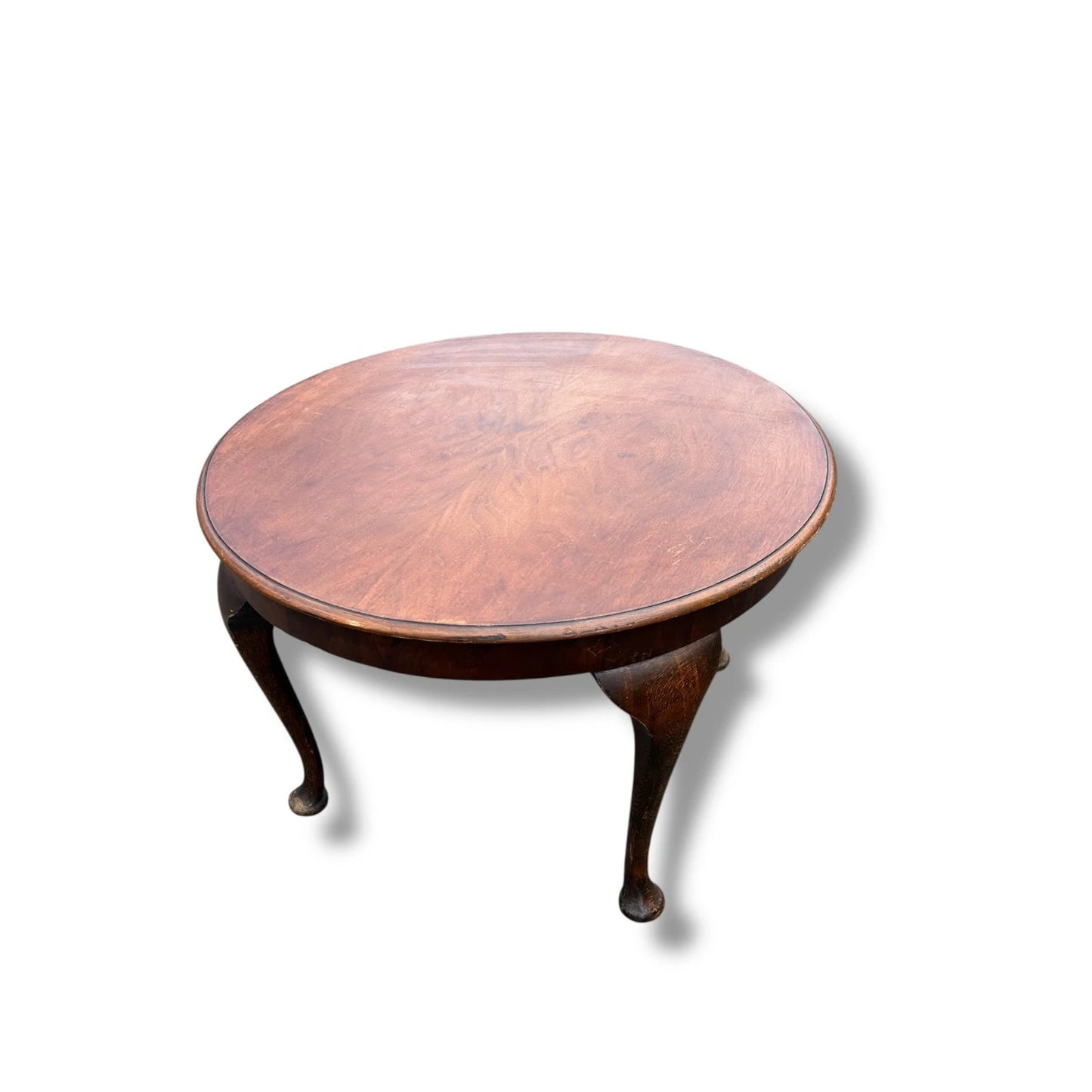 Mid Century Modern Round Walnut Veneer Coffee Table