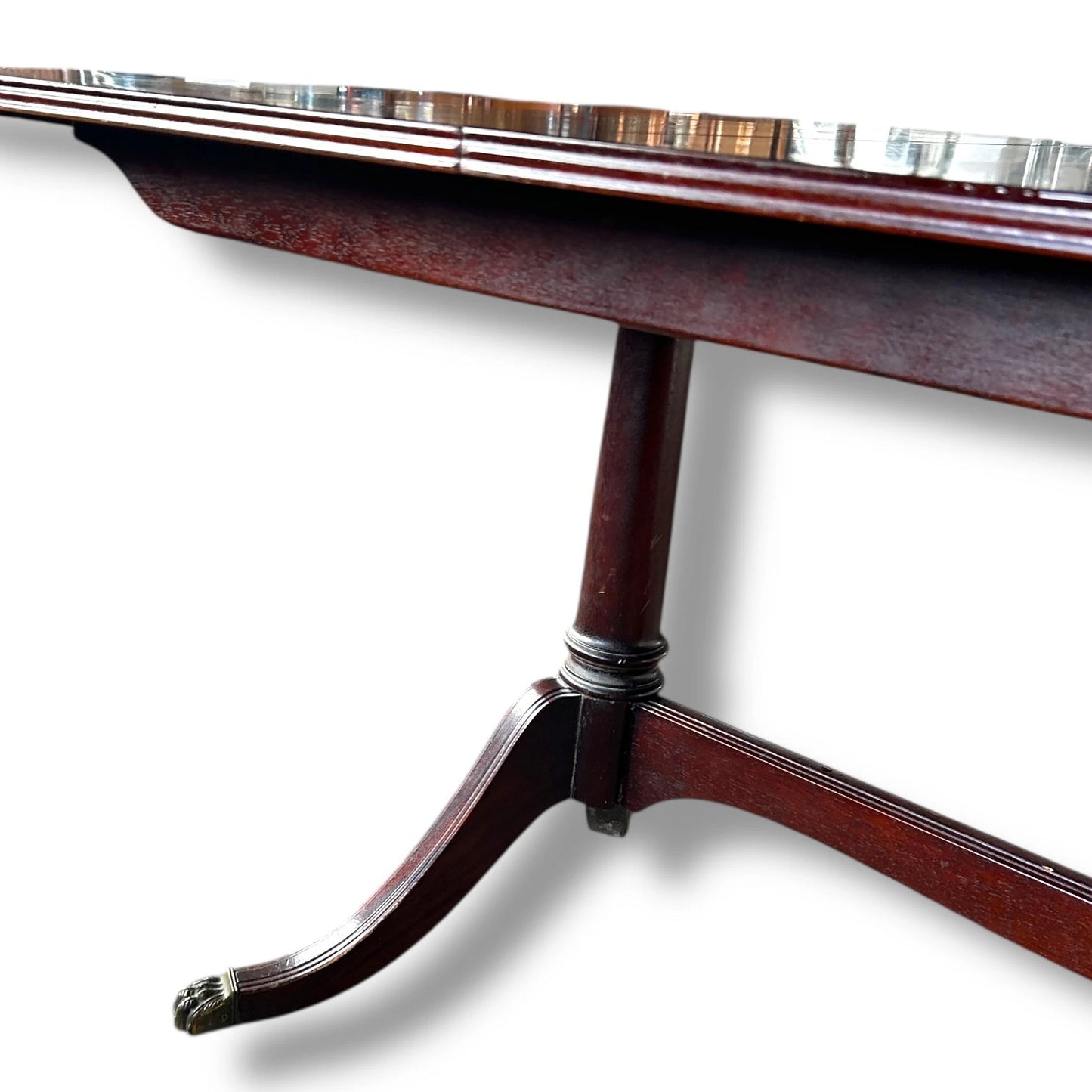 Mid Century Modern Mcintosh Mahogany Twin Pillar Extendable Dining Table