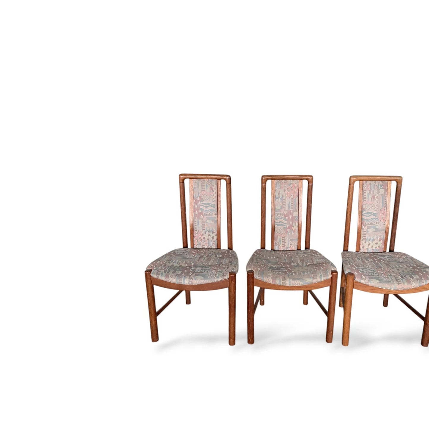 Set of Four Skovby Danish Dining Chairs | Solid Teak Frames with Original Paisley