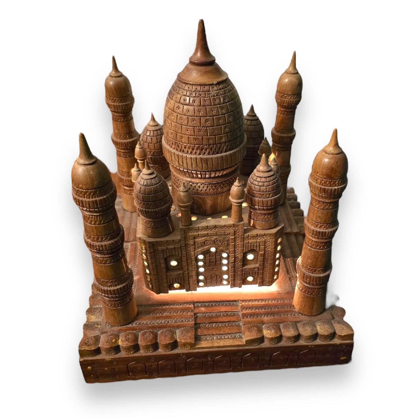 Vintage 1980s Wooden Taj Mahal Light Up Model