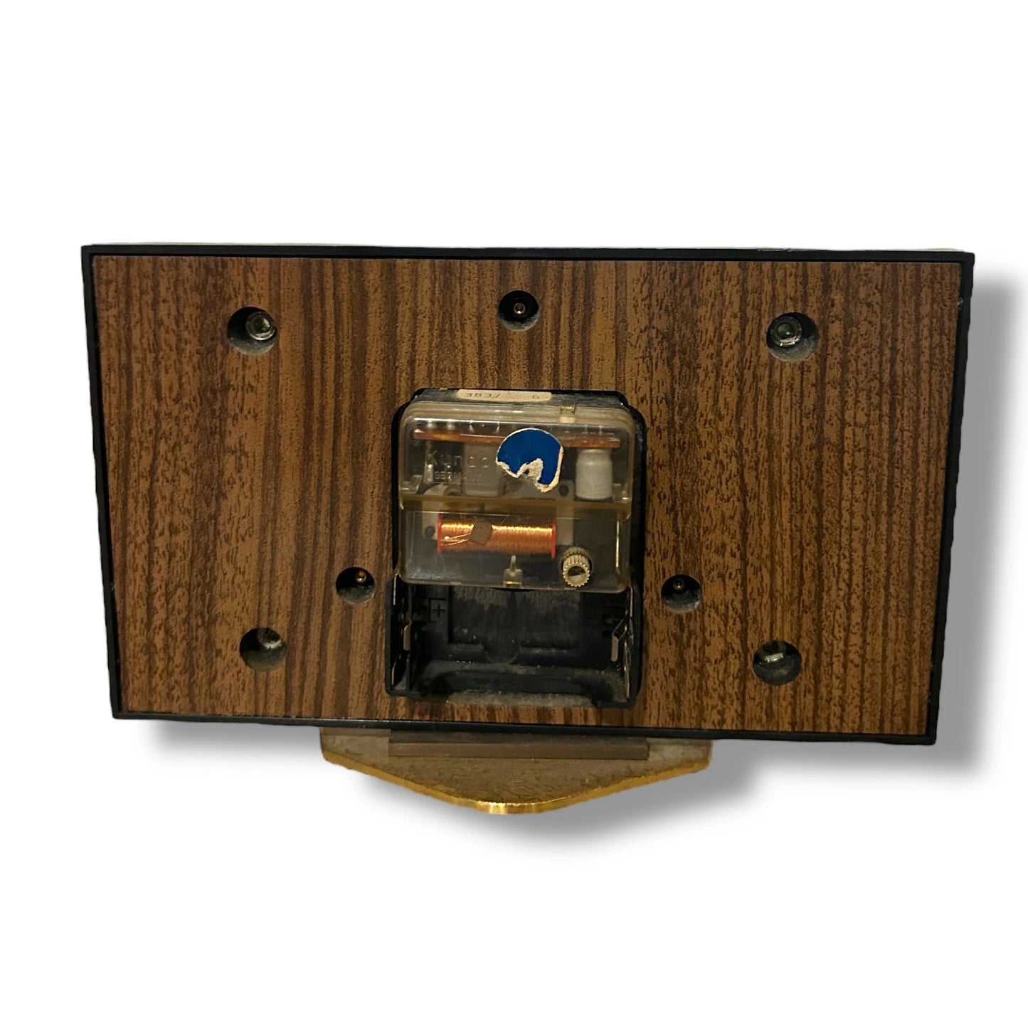 Mid Century Metamec Teak and Brass Mantle Clock
