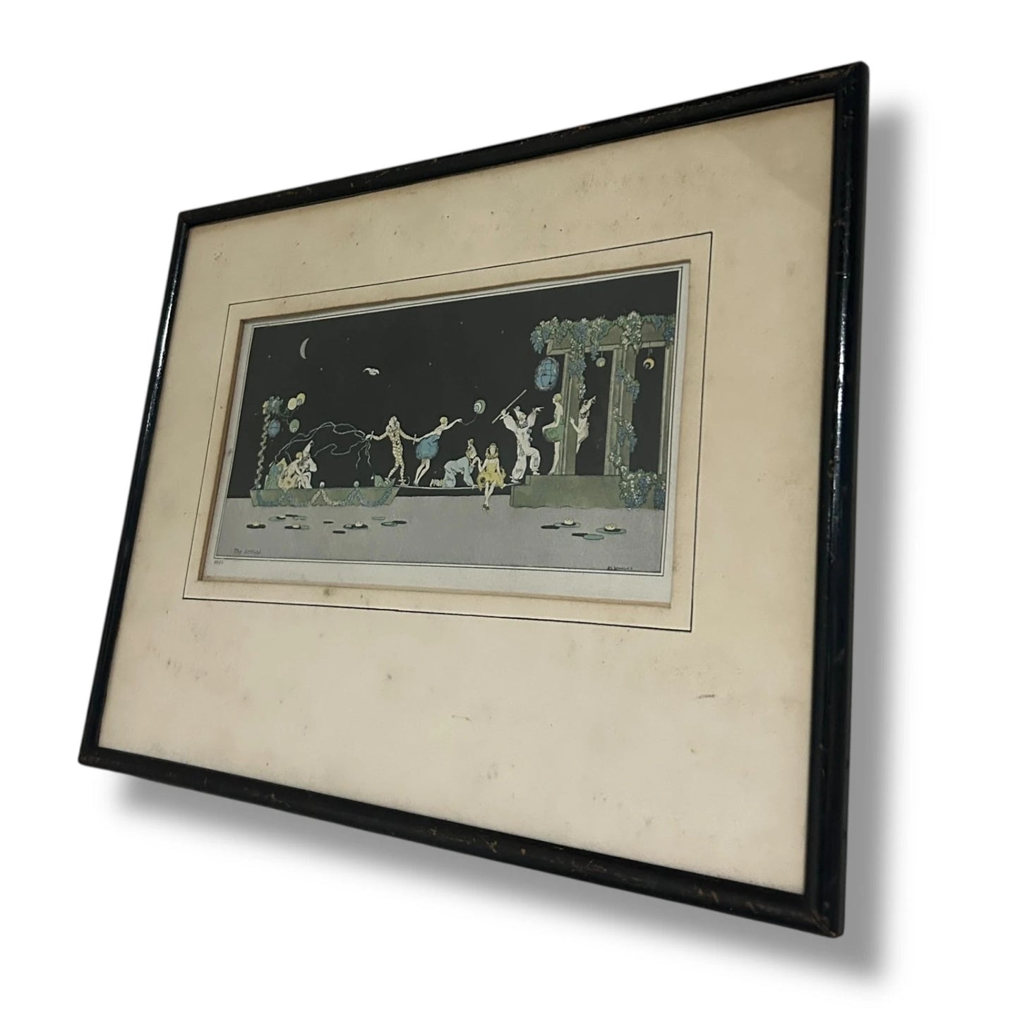 Vintage Art Deco Paper Dancing The Arrival Framed Artwork