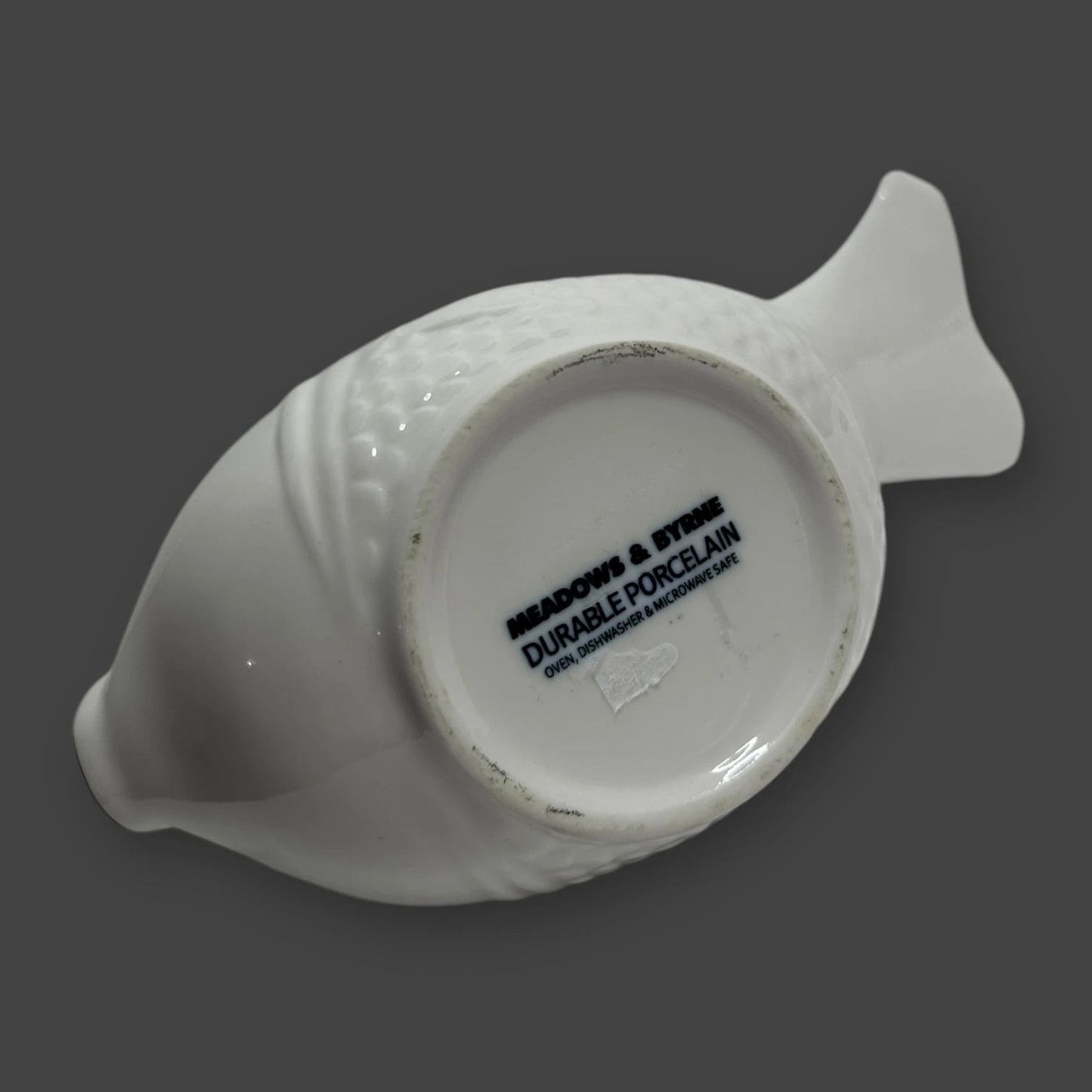 Vintage 1980s Ceramic White Fish Pot
