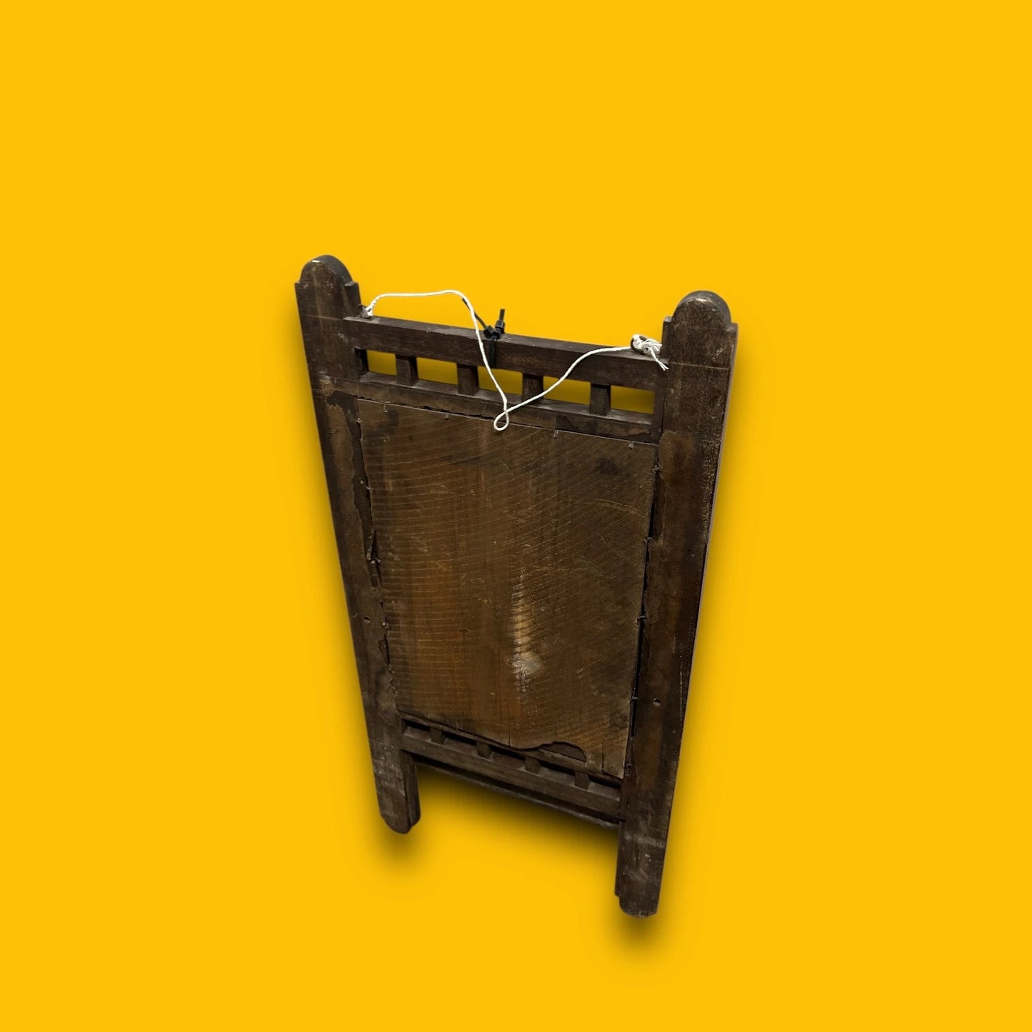 Vintage 1940s Victorian Dark Wood Wall Mirror