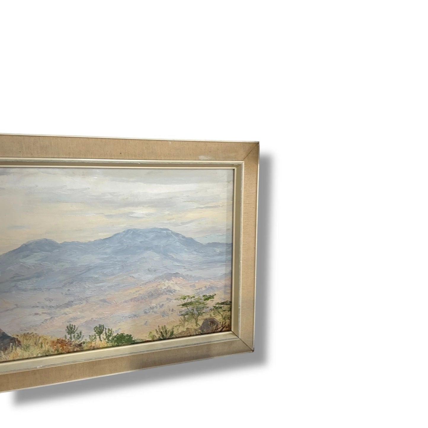 Mid Century Kenyan Maasai Warriors Landscape Framed Painting