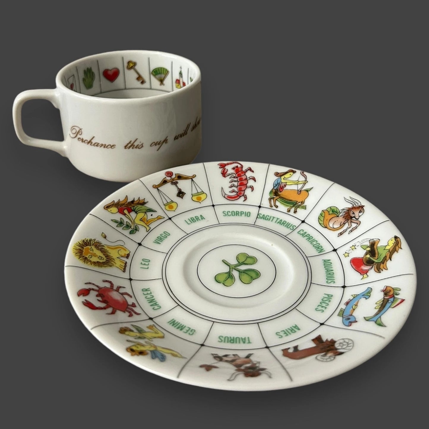 Vintage 1960s Fortune Telling Zodiac Cup and Saucer Set