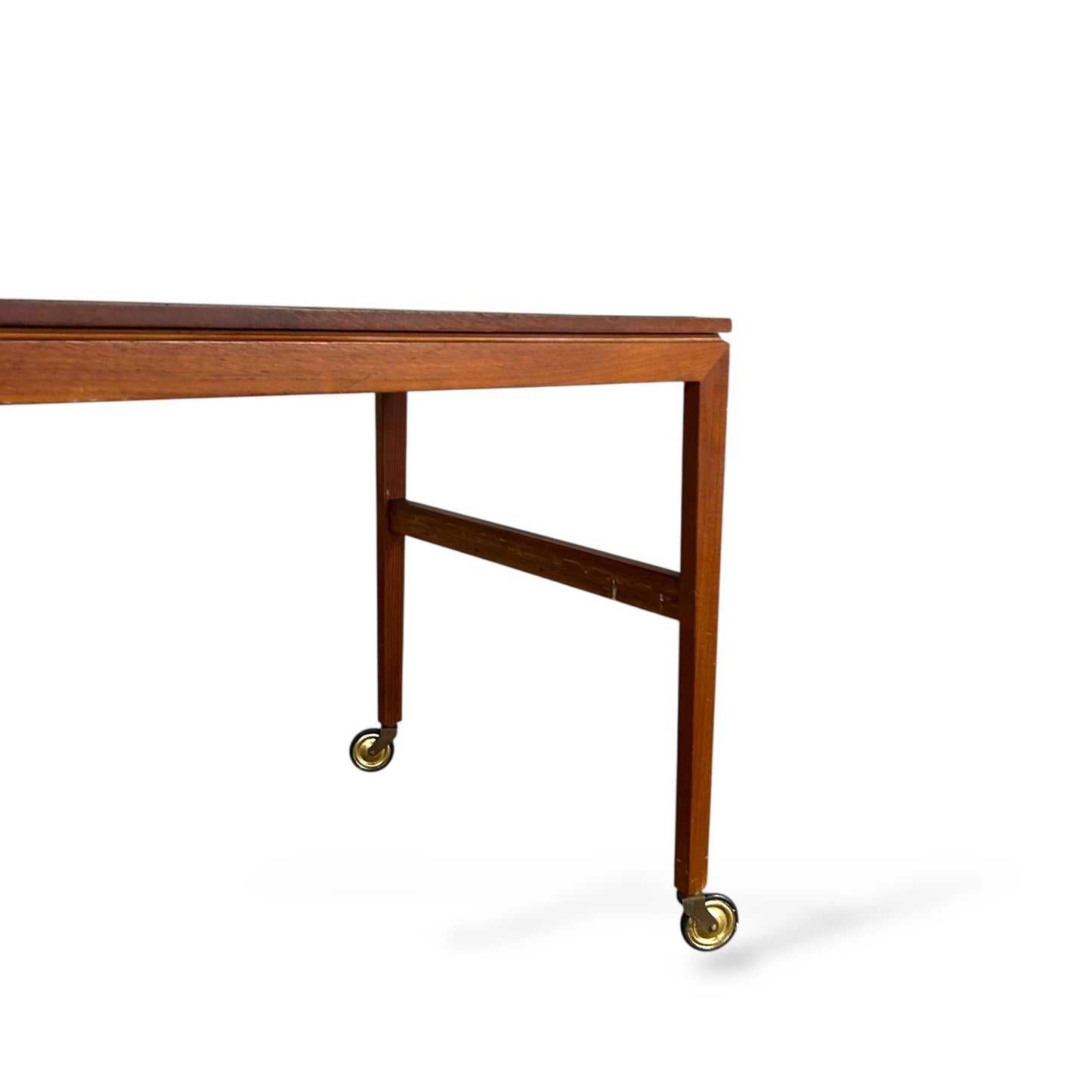 Vintage Danish Teak Drinks Trolley on Brass Castors – Mid Century Bar Cart