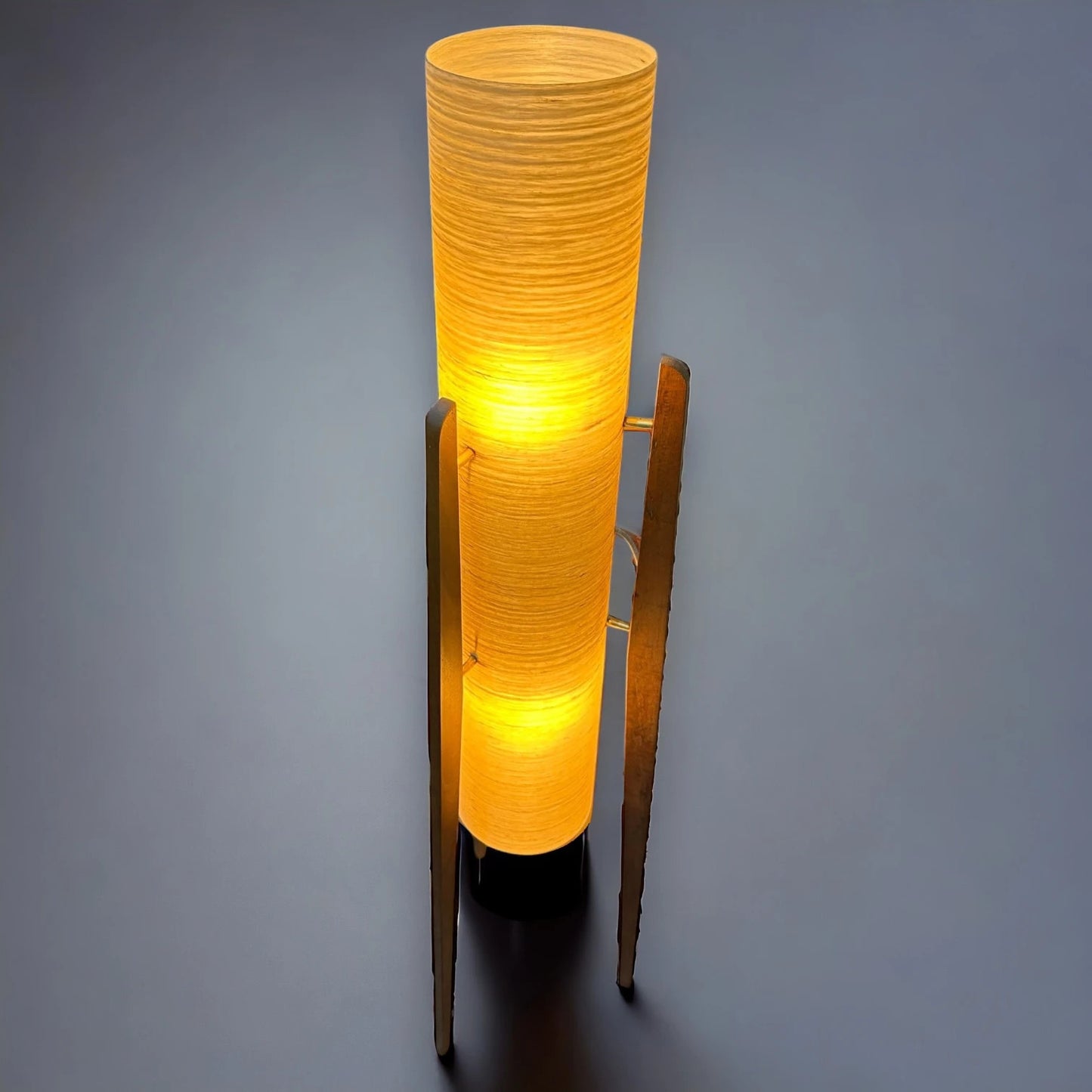 Mid Century Orange Fibreglass & Teak Rocket Floor Lamp