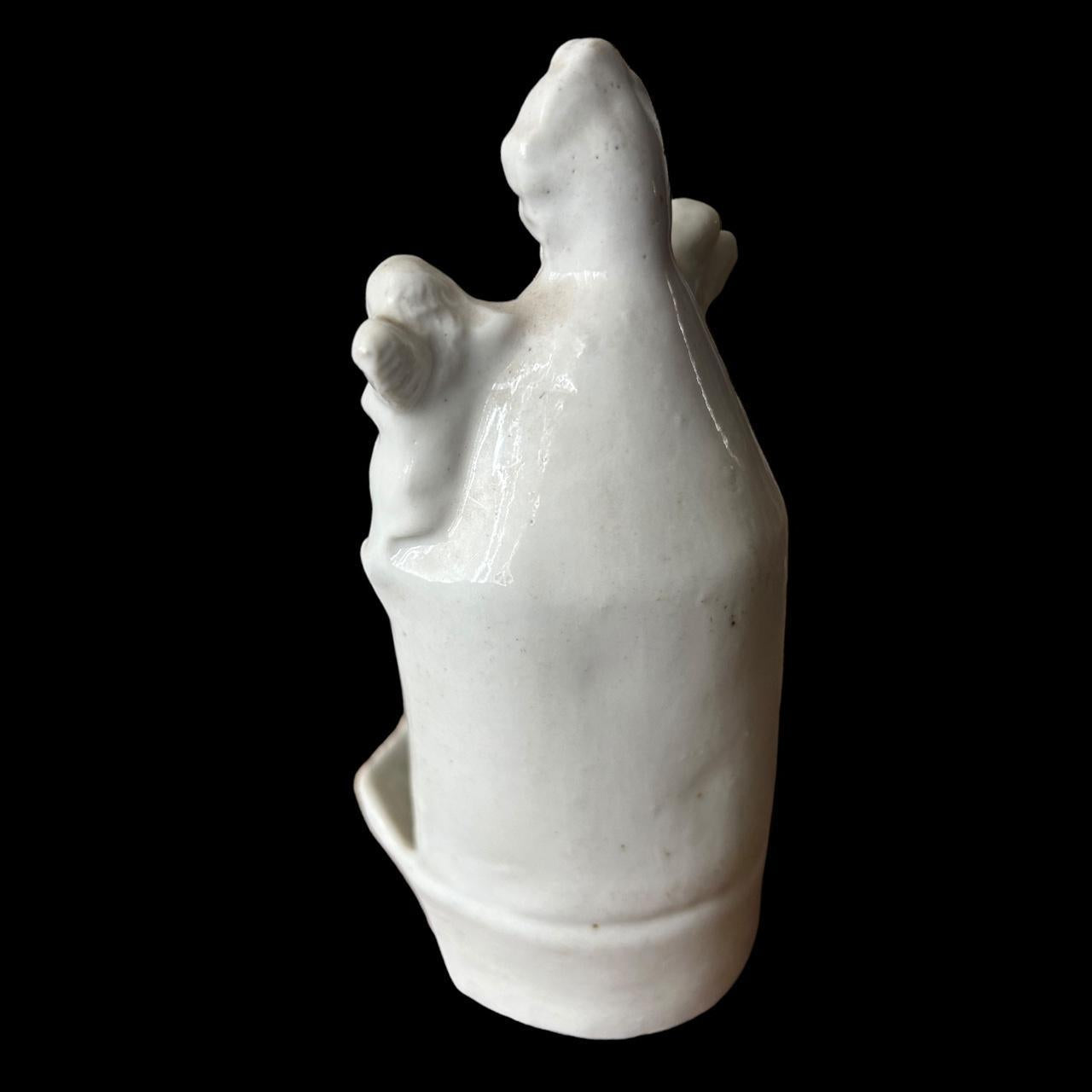 Antique Madonna Holy Water Font Porcelain Sculpture