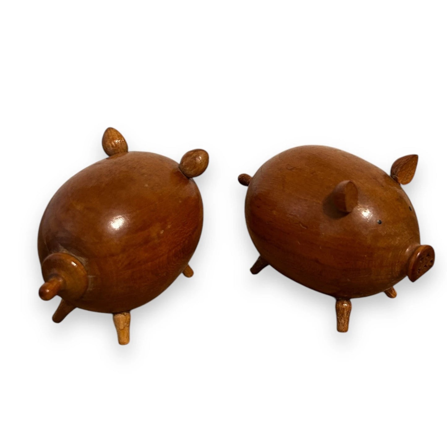 Mid Century Teak Pigs Salt and Pepper Set