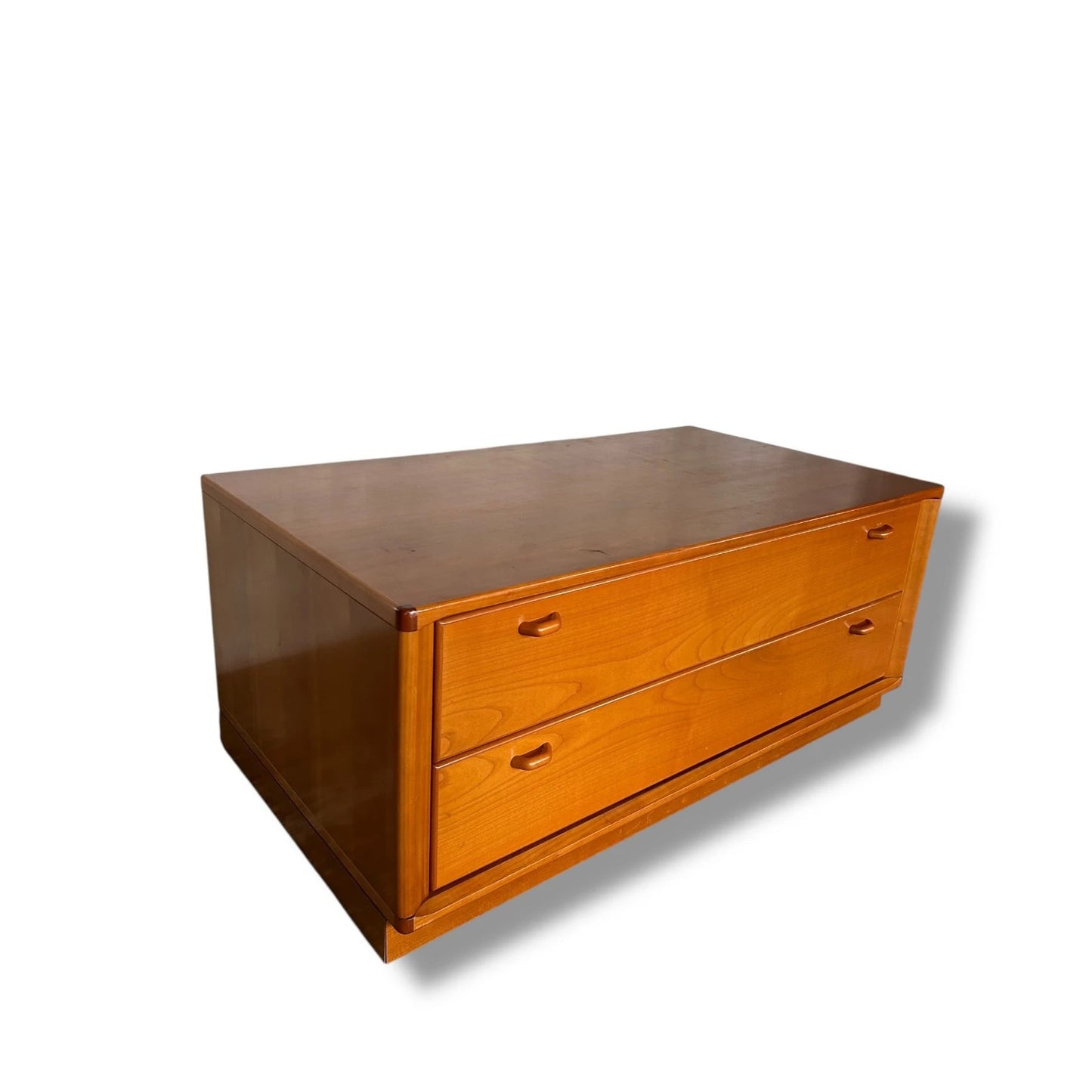 Vintage German Low Chest of Drawers – Mid Century Modern Teak Veneer 2-Drawer Cabinet