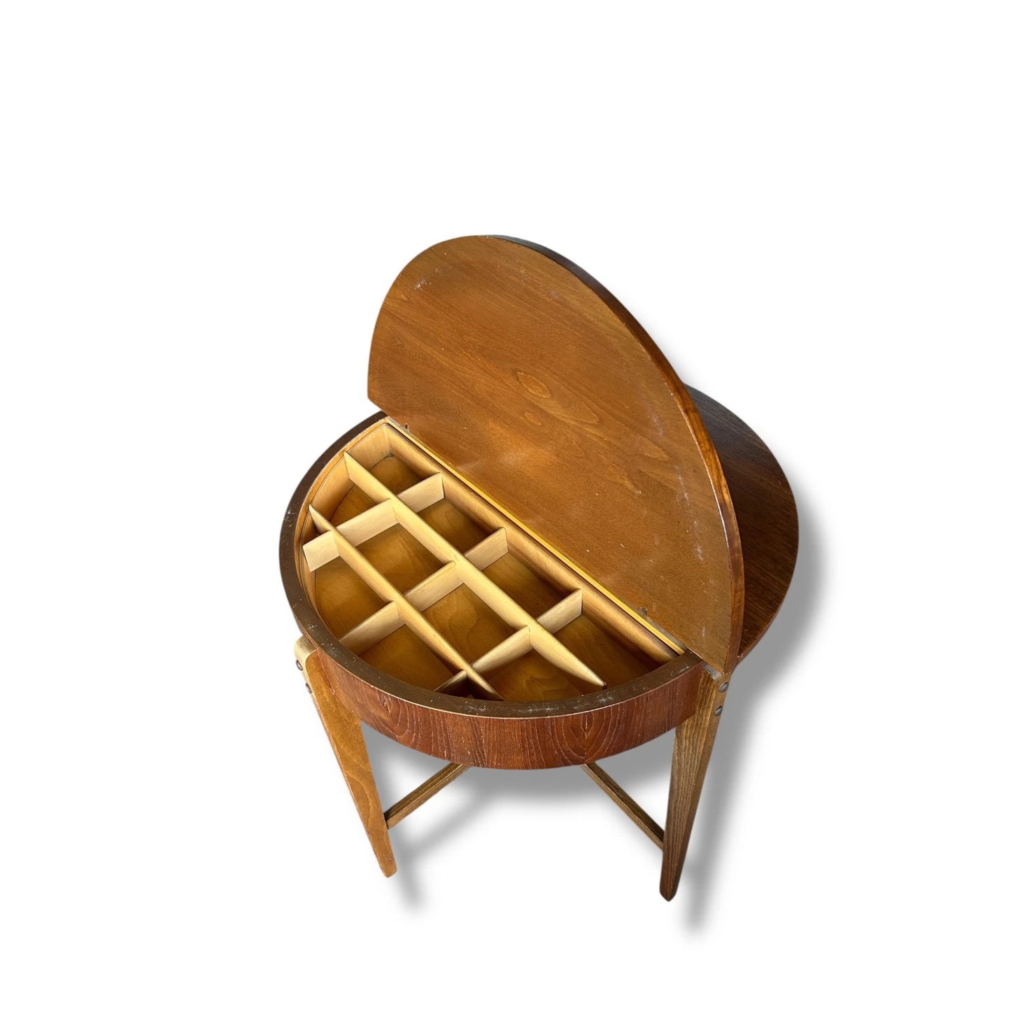 Mid Century Modern Danish Teak Wood Folding Sewing Box Table