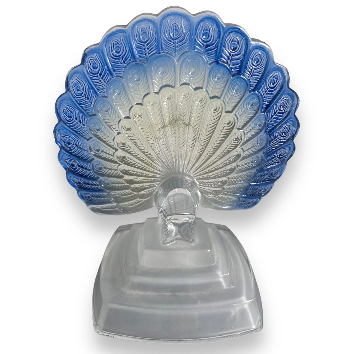 Vintage 1950s Glass Peacock Sculpture
