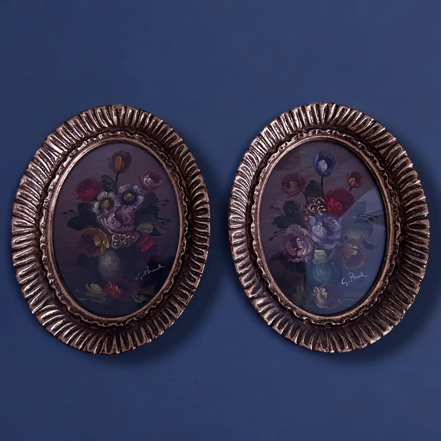 Vintage Pair of Floral Oil Paintings