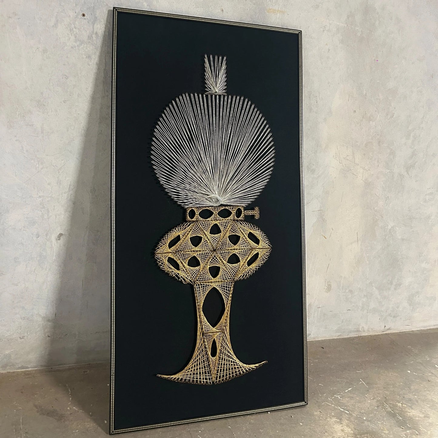 Mid century string art oil lamp