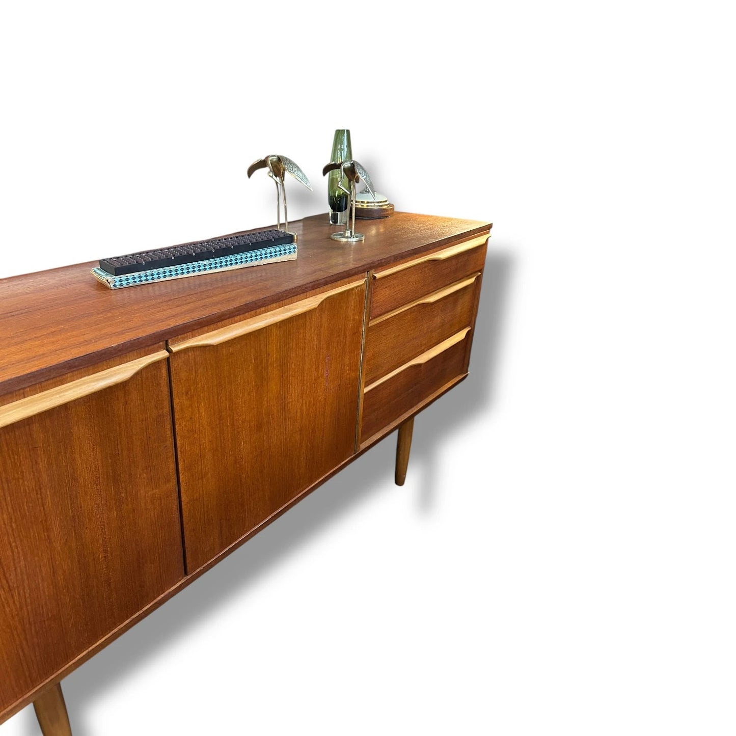 Mid Century Modern Morris Of Glasgow Teak Carved Wood Sideboard