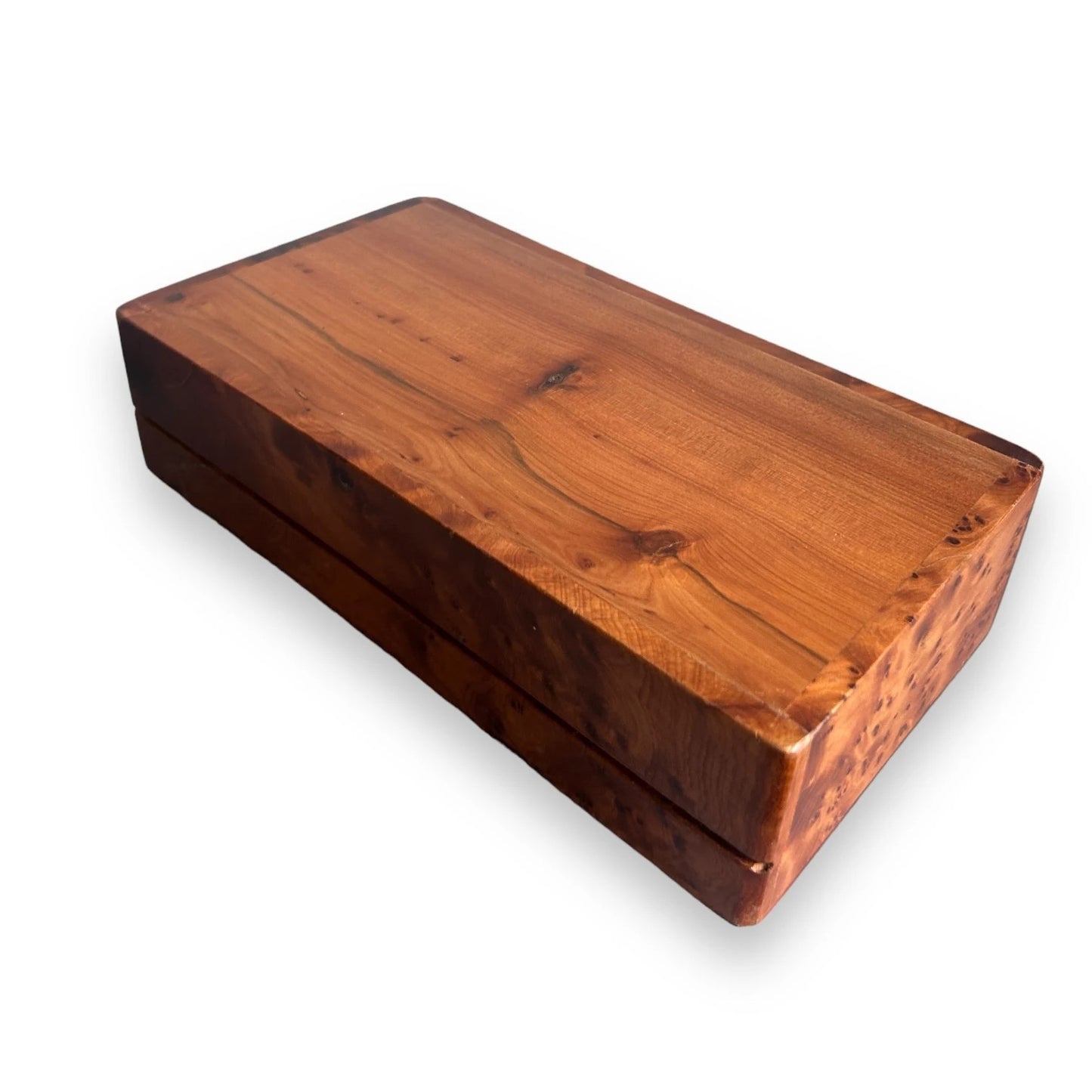 Vintage 1960s Burr Wood Jewellery Box