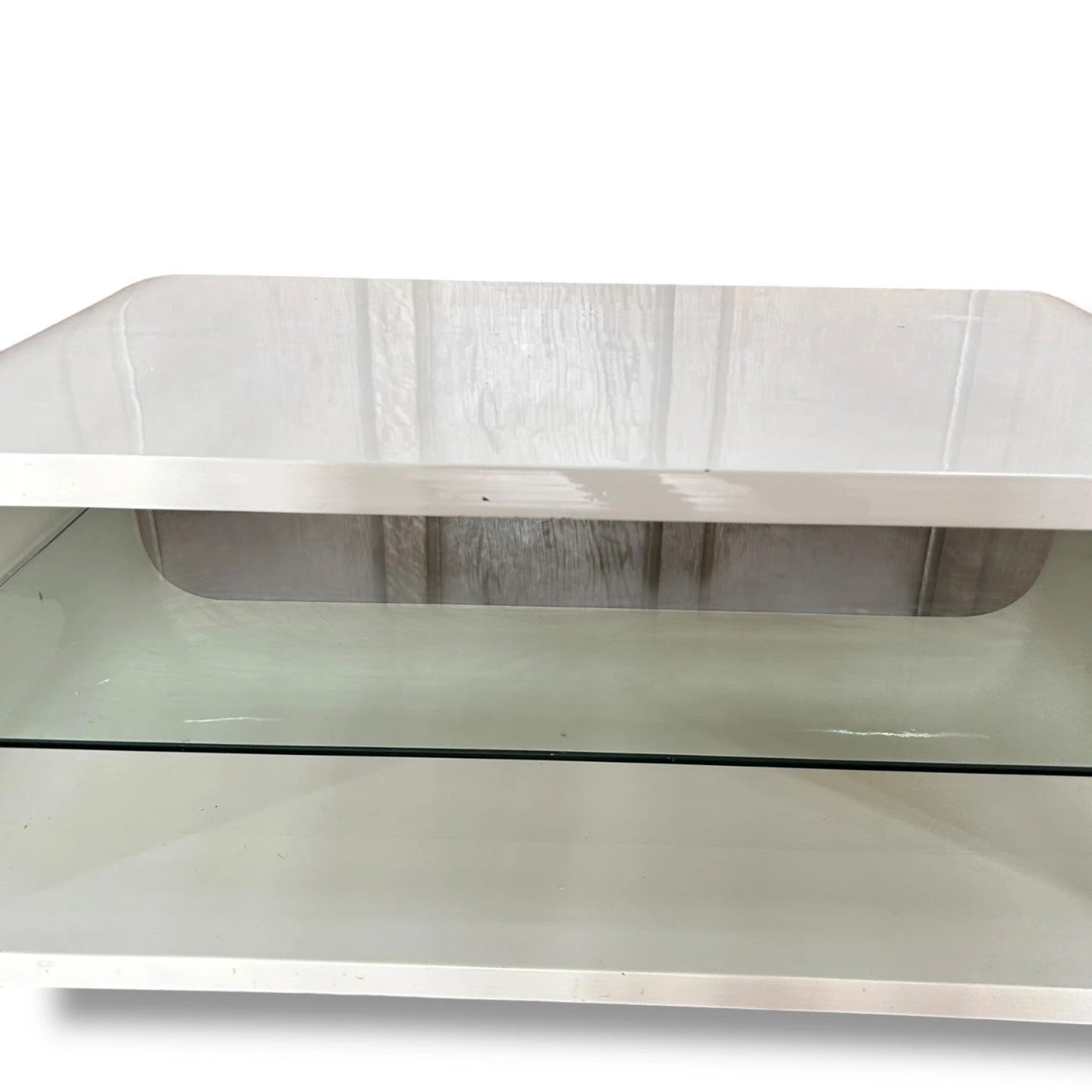 Mid Century Modern Space Age White and Chrome Console Unit Coffee Table