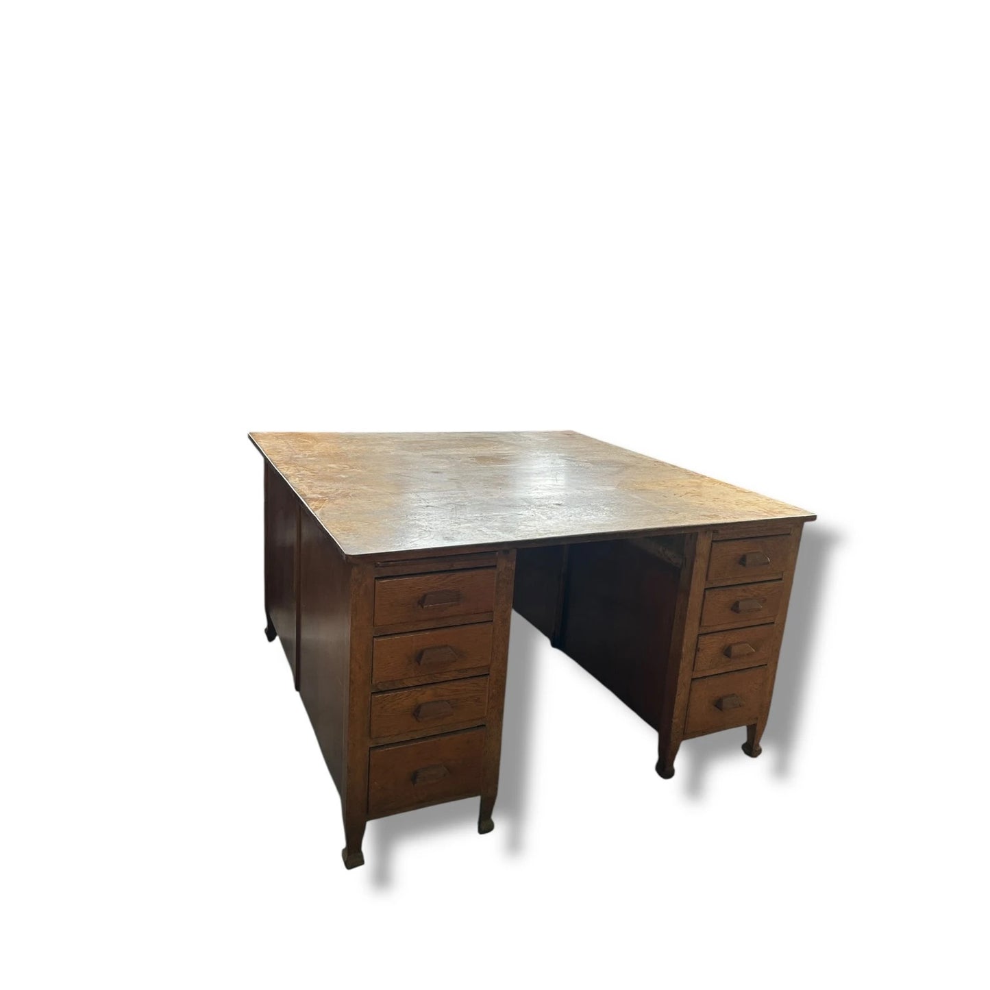 Antique Large Oak Minister Twin Pedestal Desk