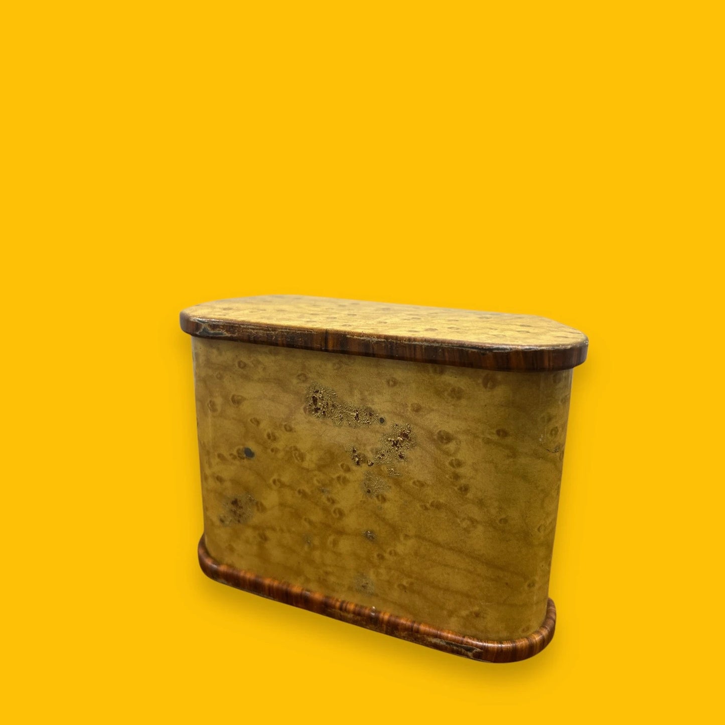 Vintage 1930s Art Deco Faux Wood Metal Storage Box