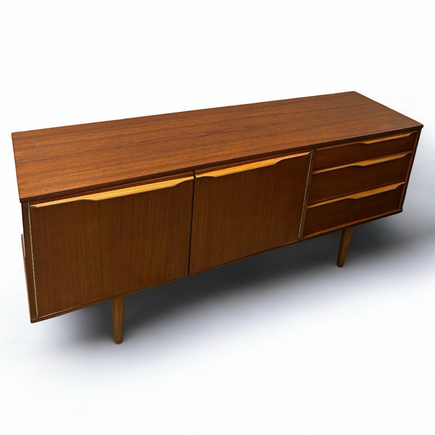Mid Century Modern Morris Of Glasgow Teak Carved Wood Sideboard