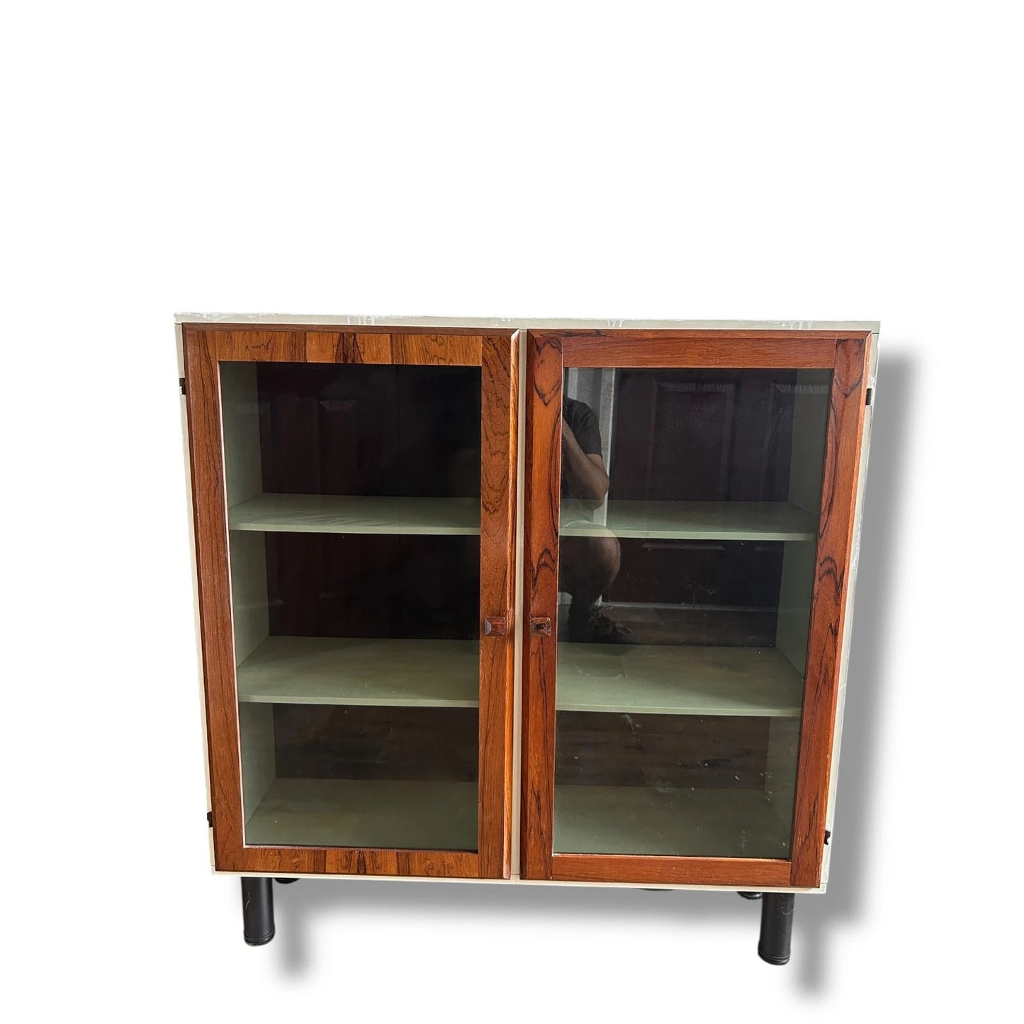 Mid Century Norwegian Rosewood & Space Age White Display Cabinet