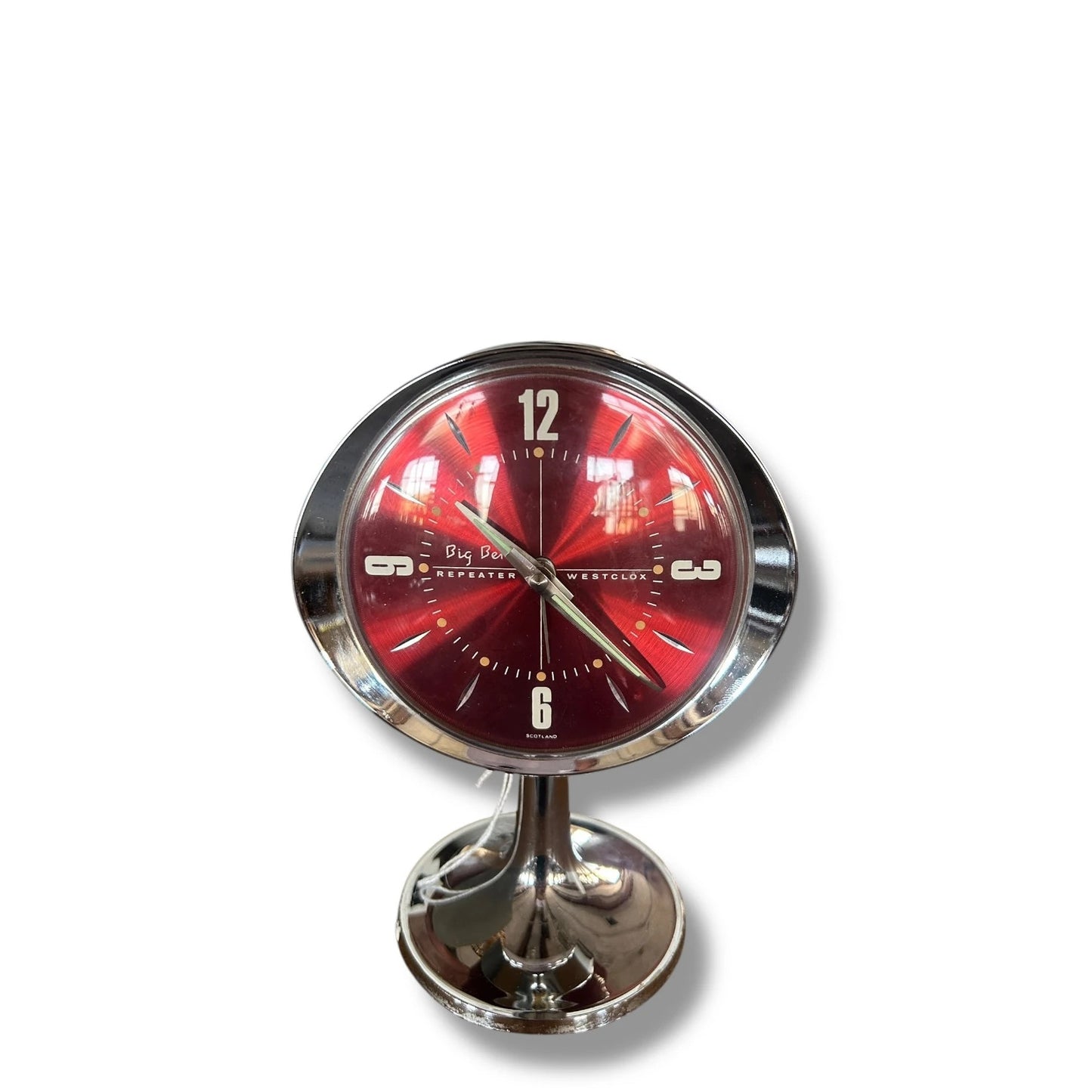 Mid Century Modern Space Age Red Big Ben Westclox Alarm Clock