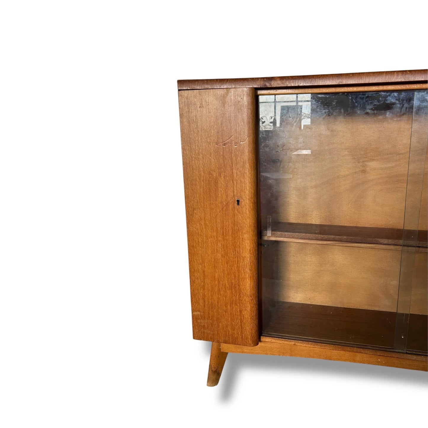 Mid-Century Nathan Teak Drinks Cabinet with Glass Sliding Doors